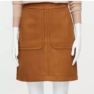 NWT LOFT Outlet Brown Camel Colored Faux Suede Skirt Size 0 Petite